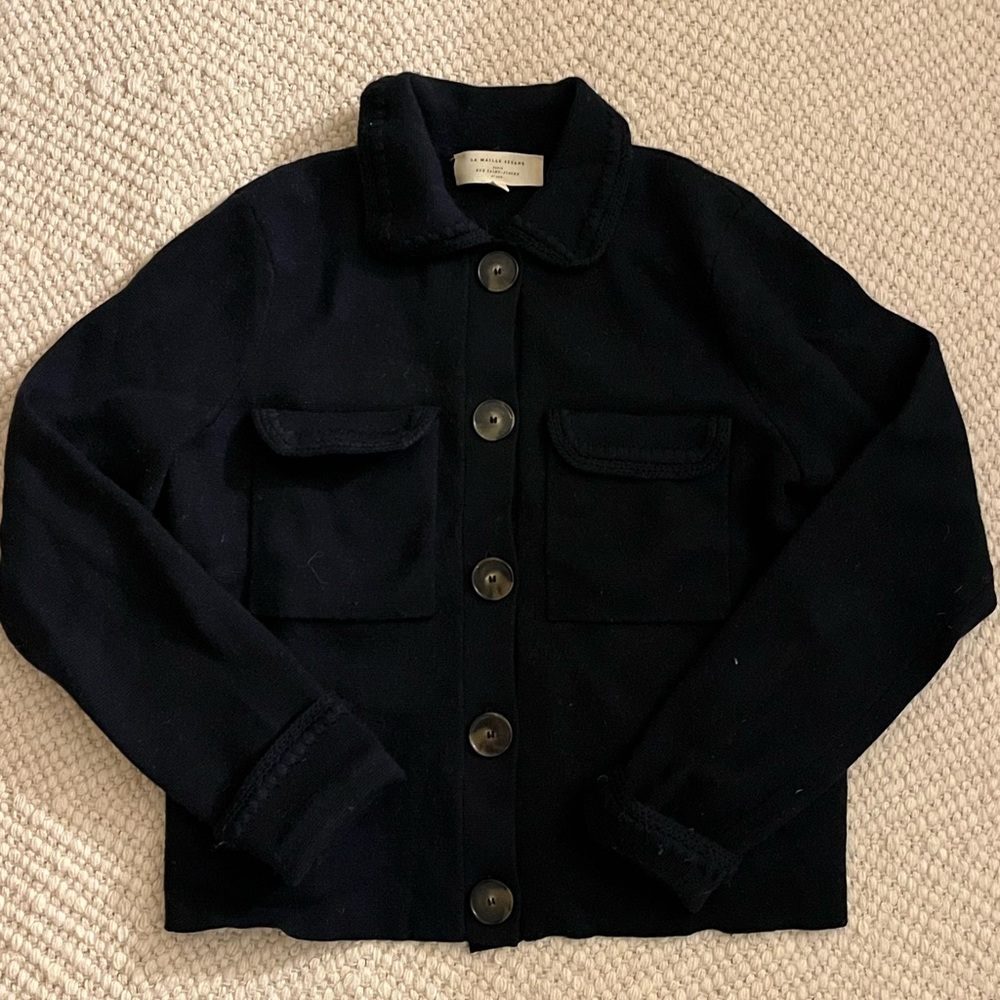 Sezane Betty Cardigan  in Navy Crochet XXS - Picture 6 of 7